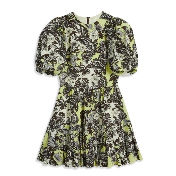 Ted Baker Paisley Mini Puff Sleeve Dress 100% Silk made in England - Picture 2 of 12